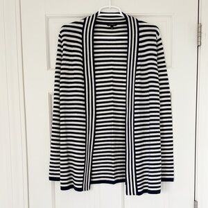 TALBOTS open front cardigan size S blue white striped lambswool